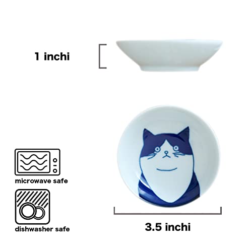 Love Love Japan Japanese Cat Ceramic Small Plates - Set Of 5 - Great Gift For Cat Lovers, 5 Cats 3.5In #TOP2