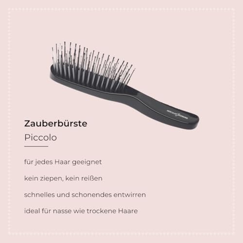 HERCULES SÄGEMANN - Zauberbürste Piccolo Schwarz | Hochwertige Scalp Brush für sanftes Entwirren ohne Ziepen. geeignet für nasses und trockenes Haar. | Farbe: Schwarz |Größe: Piccolo