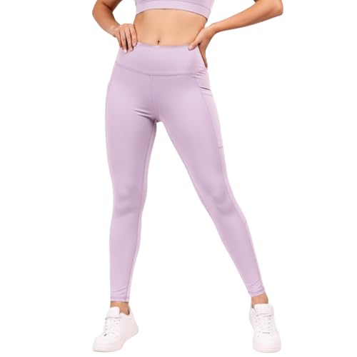 Image of NINQ high Waist Women Gym Compression Pants for Workout with Pocket, Yoga & Exercise, Active Wear Legging Sports Tights Trousers with Comfortable Fit for Running, Jogging & Training