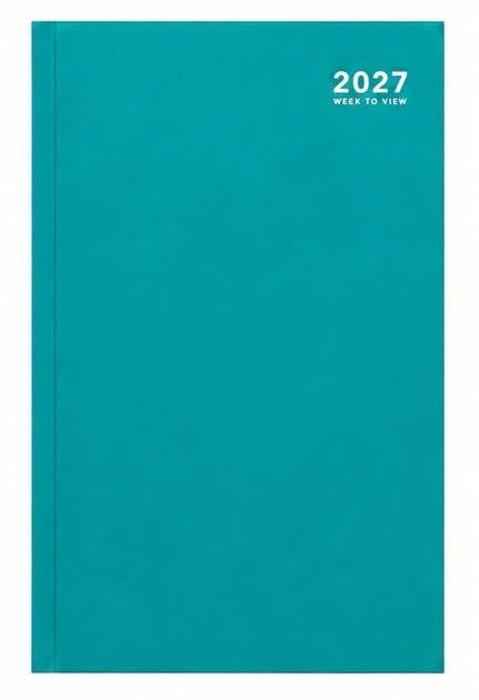 2027 A4 Pastel Week To View Diary - WTV Bright Coloured Diaries - Full Year Hardback Casebound Planner - for Home Office School & Work (Teal 2027)