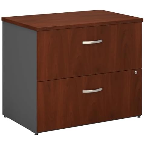 Bush Business Furniture Series C 2 Drawer Lateral File Cabinet, Locking Document Storage for Home or Professional Office, Hansen Cherry Cover