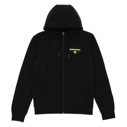 Borussia Dortmund Herren BVB Sweatjacke Black & Neon, 100% Baumwolle, Nachhaltig Strickjacke, Schwarz, Large