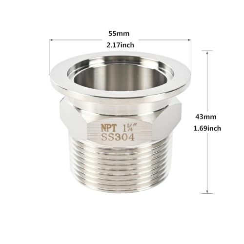 Image of SS304 KF40 NPT Male Adaptor thread 1 /4 inch NW25 KF Male coupling ISO-KF40 X NPT 1 /4 inch