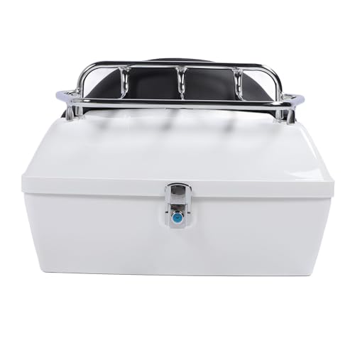 Coffre arrière de moto 48L blanc top case étanche universel pour casque de scooter