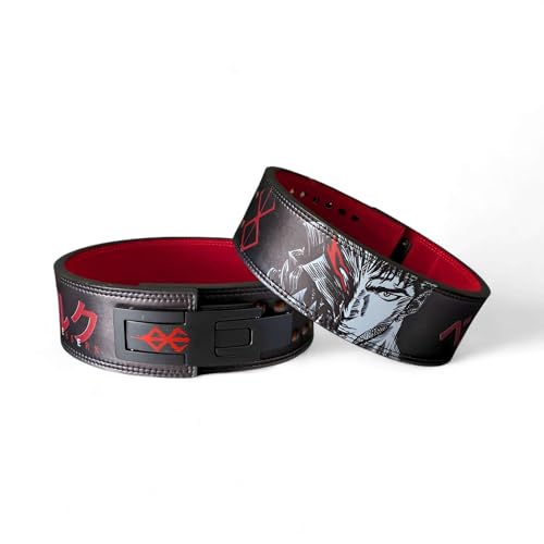 ベルセルク Berserk Powerlifting Belt – Premium Leather Anime Weightlifting Belt with Sacrifice Symbol and Lever Belt Function | Adjustable Lever Belt for Strength Training, Powerlifting & Weightlifting
