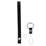 MUCKLILY Kamera Handgelenkschlaufe aus Leder mit Ring Handy Lanyard Schwarz Vielseitiges Armband für Smartphones und Elektronik