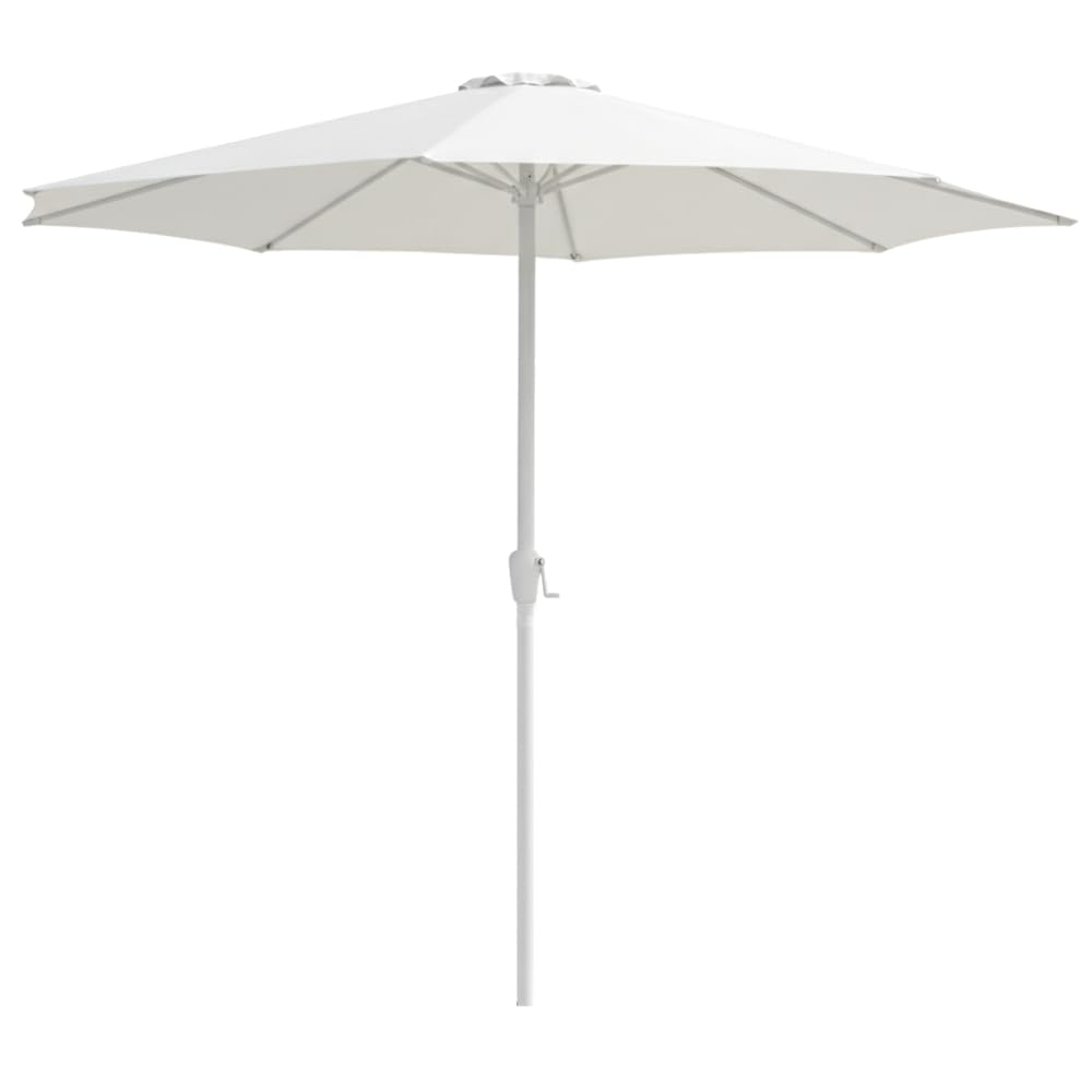 LOLAhome Parasol +RESISTENTE, circular, mástil fijo Ø48mm de aluminio, con Antiviento y Manivela, Elegante y Duradero, tratamiento Anti-corrosión, Para Exterior, Jardín - Tessa Alba