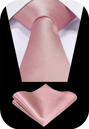 Image of TIE G Solid Satin Woven dyed Color Formal Black Necktie and Pocket Square Sets in Gift Box
