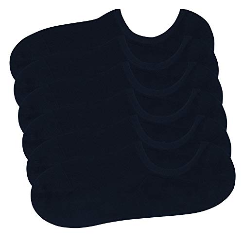 DAVID ARCHY Men's Cotton Ultra Soft Standard No Show Socks Low Cut Style Invisible Sock Heel Grip Non Slip 6 Pack (7-9, Navy Blue-Standard No Show)