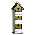 Glitzhome 18" H Hanging Birdhouse Distressed Solid Wood Cottage with Shutter Texture Decorative Garden Bird House for Outdoor