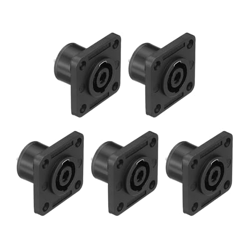 QUARKZMAN 5Pcs Conector De Altavoz Twist Lock De 4 Polos NL4, Conector XLR De Panel Femenino para Altavoz De 1.6 Pulgadas, Enchufe De Micrófono De Audio para Serie NL4, Negro