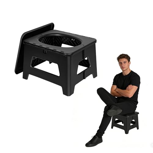 Trageklo Für Erwachsene: Camping WC Tragbar Mit Faltbarem Sitz Hocker, 36.7x32x26cm, Schwarz, PP, Für Wandern, Trekking, Boot, Zelt, Angeln, Auto, Erwachsene