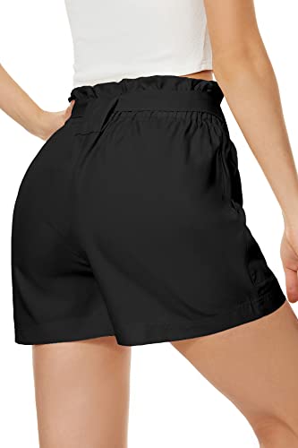 Smeng High Waisted Shorts For Women Dressy Summer Paperbag Wide Leg Comfy Cargo Shorts For Women Casual Cute Short Pants Black Xl #TOP1