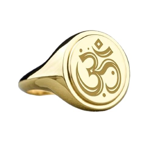 Bague Om en argent sterling 925 doré avec chevalière ovale polie