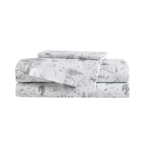 Image of Eddie Bauer Kids - Twin Sheet Set, Ultra-Soft Microfiber Bedding with Fully Elastic Fitted Sheet, Kids Bed Set with Pillowcase, Easy Care Bedding (Big Foot Hiking Trip)