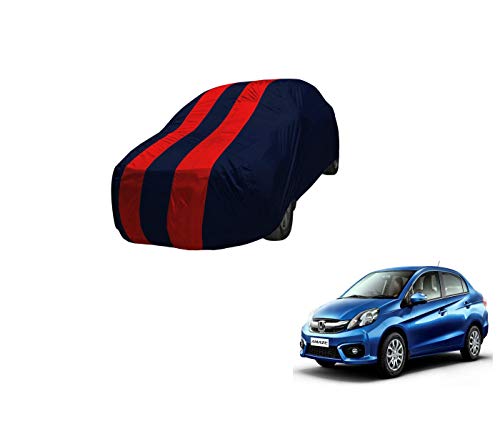 Image of Auto Hub Car Cover Compatible with Amaze (Model : 2013-2017) with Mirror Pocket,Triple Stitched, Weather Proof, Amaze Car Cover- Navy-Red