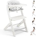 Amazinglife Baby High Chair 3 in 1, Convertible Growth High Chairs for Babies, Feeding Highchairs for Babies and Toddlers, Adjustable Ten Different Heights, Suitable for All Ages, White