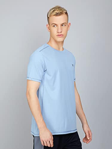 Image of TECHNOSPORT Men's Slim Fit Polyester Activewear Sports T-Shirt with Moisture-Wicking Comfort for Workout, Running & Gym
