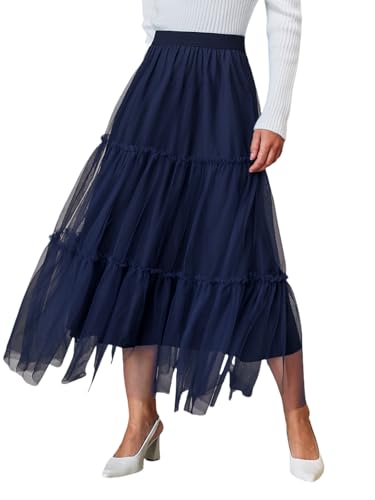 Jupe longue en tulle opaque et confortable maille superposée