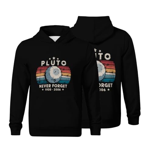Kids Never Forget Pluto Funny Vintage Retro Astronomy Space Boys Girls Lightweight Kangaroo Pocket Hoodies