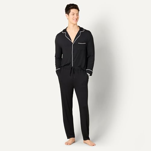 Image of Amazon Essentials x Sofia Grainge Men's Long Sleeve Relaxed Fit Breathable Modal Jersey Pajama Set, Loungewear