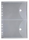 2 Dokumententaschen A5 auf A4 quer transparent klar - Dokumentenmappe zum Abheften mit EURO-Lochung, Abheftrand, Klappe und Klettverschluss - 5 Stück