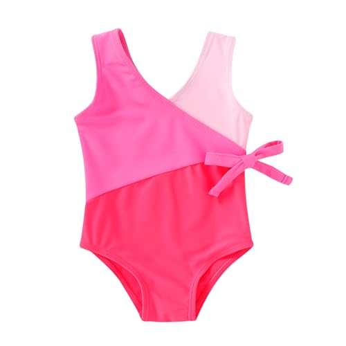 Image of Happy Town Toddler Swimsuit Girl One Piece Bathing Suit Color Block Swimwear Baby Summer Beach Wear