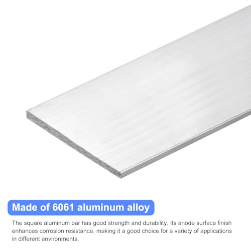 Image of uxcell Square Aluminum Flat Bar, 1 /4 inch Thick 3.9 inch Width 12 inch Length Square Aluminum Bar 6061 Aluminum Flat Plate, 5 x 100 x 305mm T6511 Solid New Mill Stock for Industrial Building