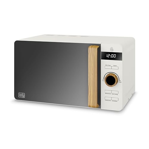 Swan SM22036LWHTN Nordic LED Digital Microwave with Glass Turntable 6 Power Levels & Defrost Setting 20L 800W White