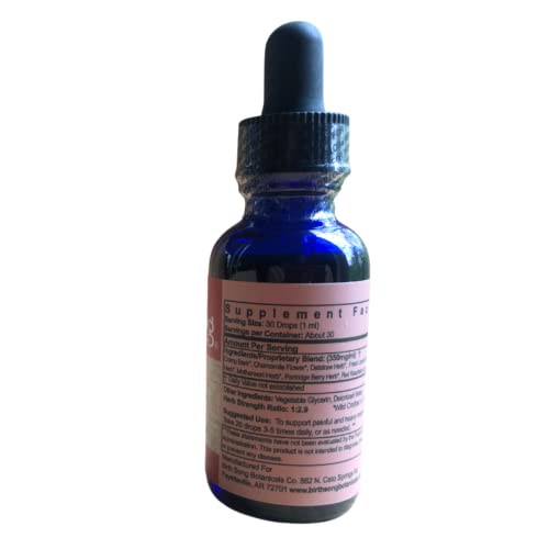 birth song botanicals menstrual cycle support tincture herbal drops for healthy menstruation natural menstrual care supplement for teens and adults period support 1oz