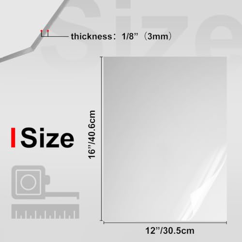 Image of KINLINK 12x16 Plexiglass Sheets 1 /8 inch Thick - 3mm Silver Mirror Cast Acrylic Sheet, Plastic Board Polycarbonate Sheet for DIY Project, Craft, Wall Mirror, Acrylic Sign and Wedding Invitation 2 Pack