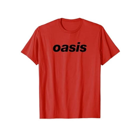 Oasis – Black Logo On Red T-Shirt