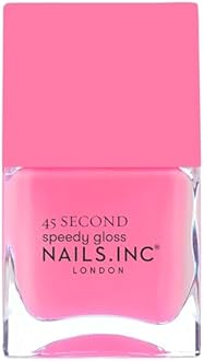 Nails Inc 45 Second Speedy Gloss, Taylor, Pink, Neon, Glossy, No Chip, Long Lasting, Quick Dry, Air Dry, Professional Manicures & Pedicures, Fingernails & Toenails, Vegan Nail Polish, 0.47 Fl Oz