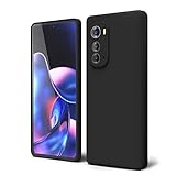 oakxco for Motorola Edge 2022 Phone Case Liquid Silicone Grip Bumper, Cute Thin Slim Soft Rubber TPU Plain Smooth Gel Cover for Women Girl Aesthetic Design, Matte Solid Protective & Shockproof, Black