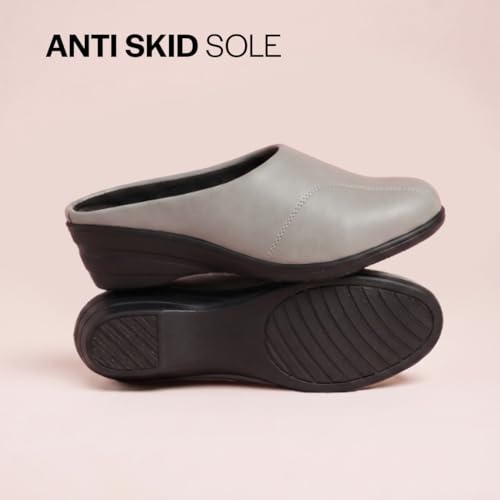 Image of FAUSTO Women Formal Back Open Platform Wedge Heel Slip‑On Mule Shoes | Stylish Office Footwear | Comfortable Fashion Shoes