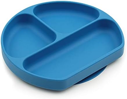 Bumkins Silicone Grip Dish, Suction Plate, Divided Plate, Baby Toddler Plate, BPA Free, Microwave Dishwasher Safe â€“ Dark Blue 1 Count (Pack of 1)