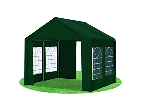 Stabilezelte Partyzelt 3x3 Classic Premium PVC 400 g/m² wasserdicht inkl. Seiten Festzelt Gartenzelt Grün