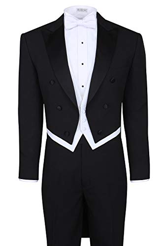 UMISS Men's Tailcoat 3-Piece Suit Peak Lapel Double Breasted Tuxedo Jacket Pants Vest Set3