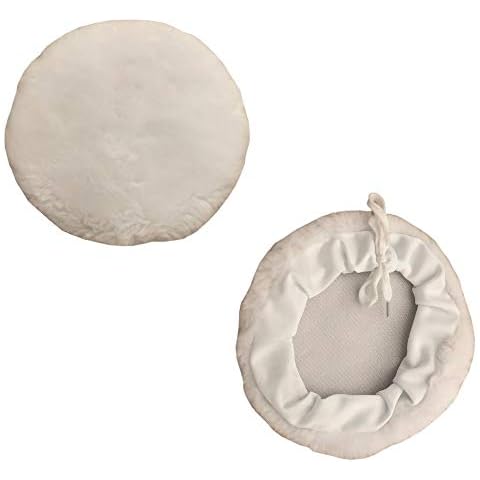 Höfftech 2X Lammfell Ø150mm Polierscheiben mit Kordelzug | Polierpad | Polierhaube | Polierteller | Polieraufsatz | Polierfell aus Wolle Cover