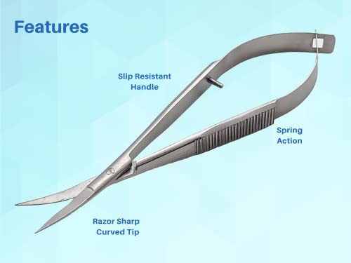 Artman Instruments AS-030 Micro Scissors 4.5 Inch Castroviejo Stitch Cutting Embroidery Spring Action Extra Sharp Squeeze Scissors For Ent Eye Skin Dental Veterinary Surgeon thumb #2