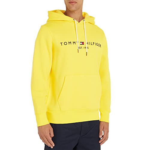 Tommy Hilfiger Herren Hoodie Tommy Logo mit Kapuze, Gelb (Vivid Yellow), M