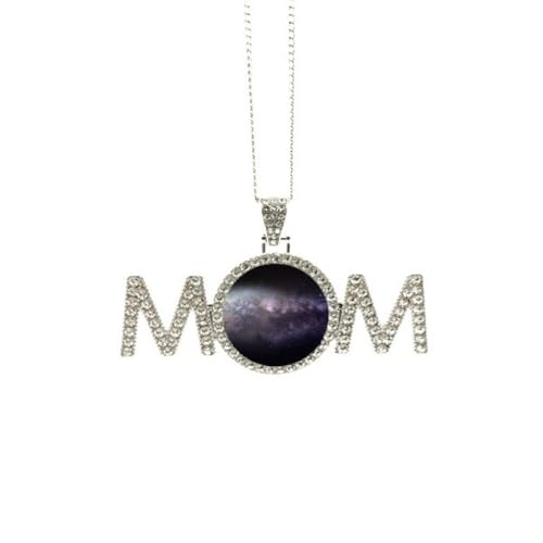 Collier elliptique nébuleuse en argent avec pendentif galaxie pour maman
