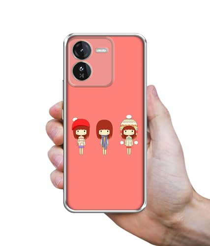 Image of Cute Girls Design Printed Silicon Soft TPU Back Case Cover for iQOO Z9 5G, Red