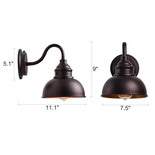 Image of Oil Rubbed Bronze Dusk to Dawn Outdoor Lights 2 Pack, 9 Inch Farmhouse Barn Lights Outdoor,Outside Wall Light for House, Garage, Doorway, Porch