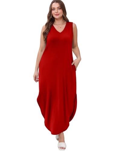 Image of Sampeel Summer Dresses Maxi Dress Vacation Beach Sundresses 2025 with Pockets
