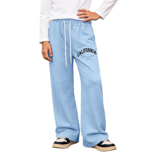 Pantalon de survêtement jambes larges garçon sport coupe ample motif lettres imprimées