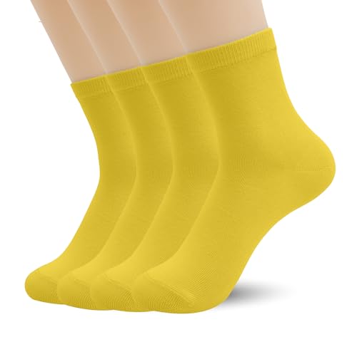 Image of Azwelier Unisex Colorful Quarter Ankle Athletic Socks Breathable Cotton Blend Crew Style 4 Pairs Pack