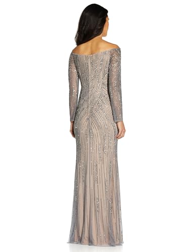 Adrianna Papell Women's Beaded Off Shoulder Gown2
