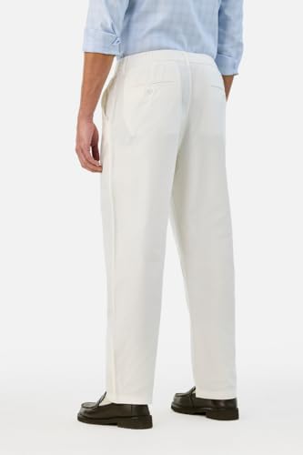 Image of SNITCH Men Casual Trousers| Baggy Fit Mid Rise Solid Plain Front Style | Breathable Cotton Blend & Lightweight Linen Fabric for Summer & Everyday Outings