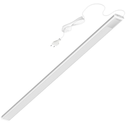 Oktaplex Riva lampe LED plate pour meuble bas de cuisine 1150lm blanc neutre 90cm lampe pour meuble bas argent avec interrupteur éclairage de cuisine 15W 230V